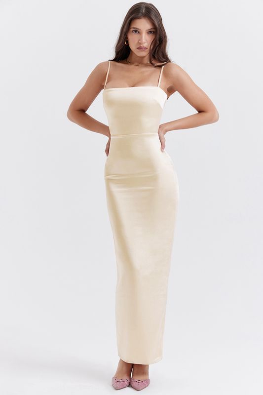 Beige House Of Cb Cream Maxi Dress | ATP-684721