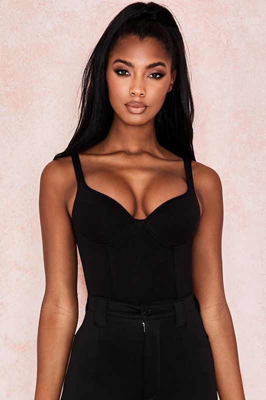 Black House Of Cb Marl Soft Jersey Bodysuit | FVU-907254