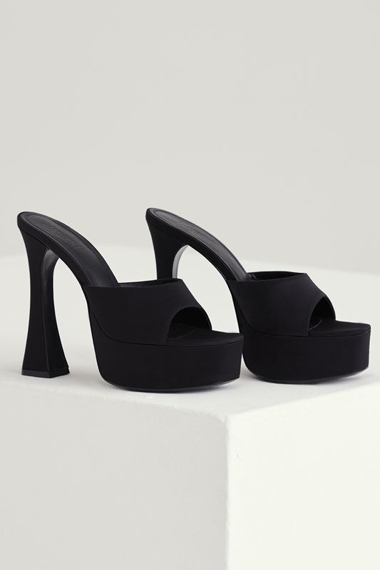 Black House Of Cb Satin Platform Mules | MAW-283510