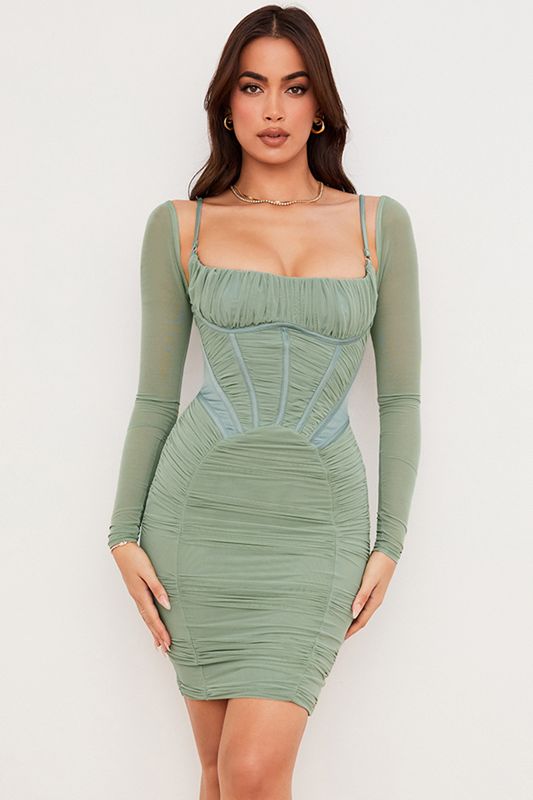 Green House Of Cb Gathered Dress | DJX-643802