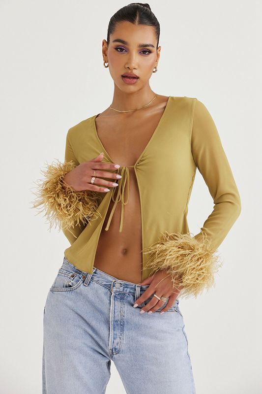 Olive House Of Cb Trimmed Tops | NSP-879265