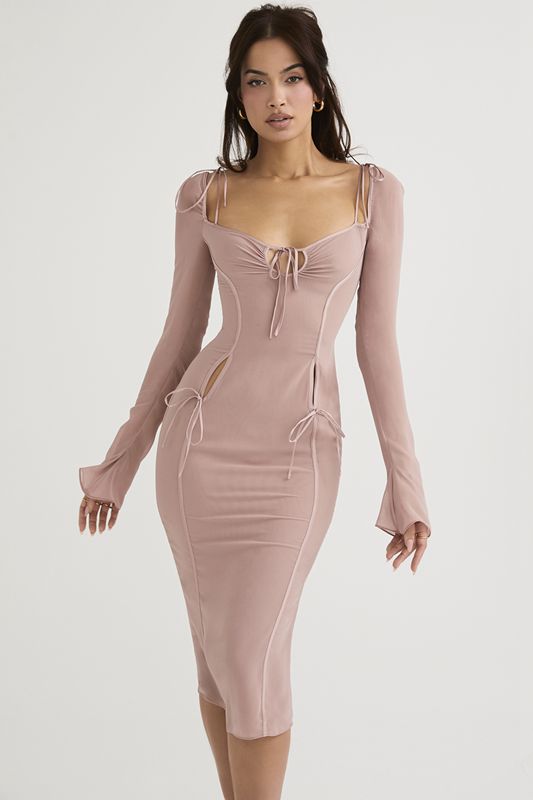 Pink House Of Cb Cutout Midi Dress | CXW-482390