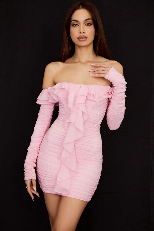 Pink House Of Cb Silk Fairy Pink Mini Dress | FBD-372940