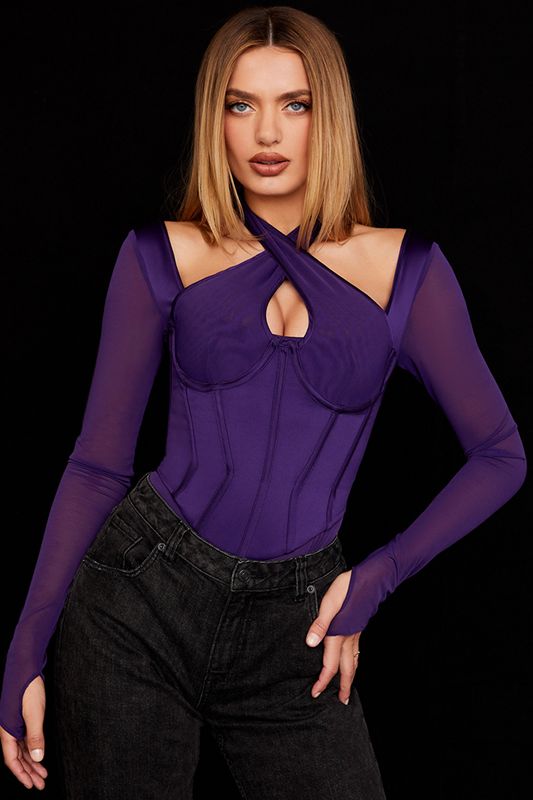 Purple House Of Cb Halterneck Bodysuit | HOM-420389