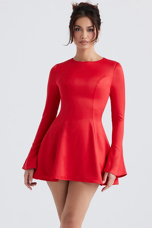 Red House Of Cb Satin Mini Dress | ZEC-682591