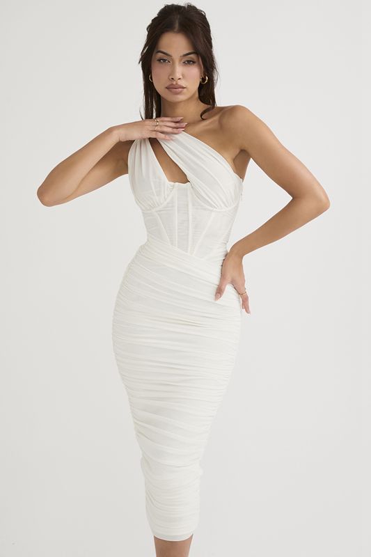 White House Of Cb Asymmetric Cutout Midi Dress | ETU-845026