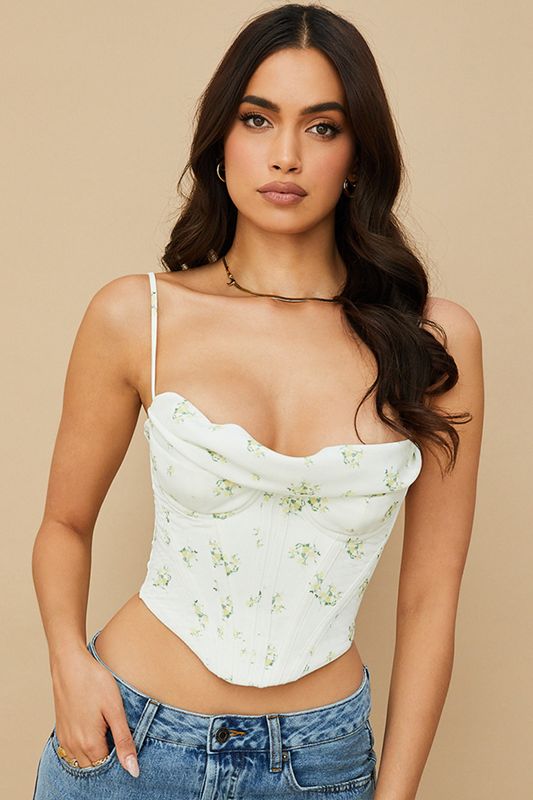 White House Of Cb Floral Draped Bodysuit | BAR-201593