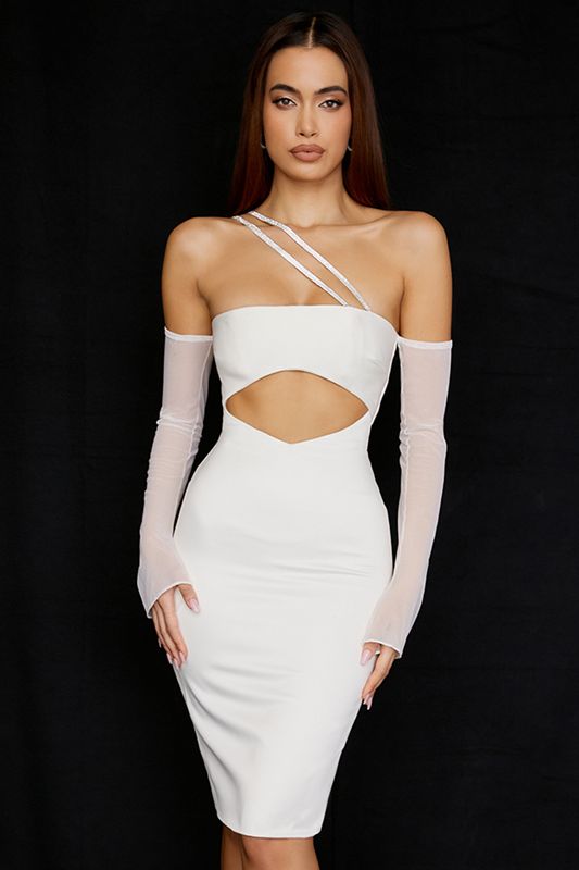 White House Of Cb Satin Cutout Midi Dress | ZUM-386197