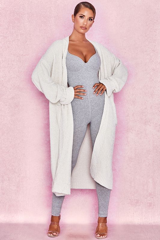 White House Of Cb White Chenille Slouchy Cardigan | NIQ-238509