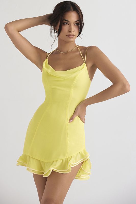 Yellow House Of Cb Ruffle Mini Dress | JRV-987350