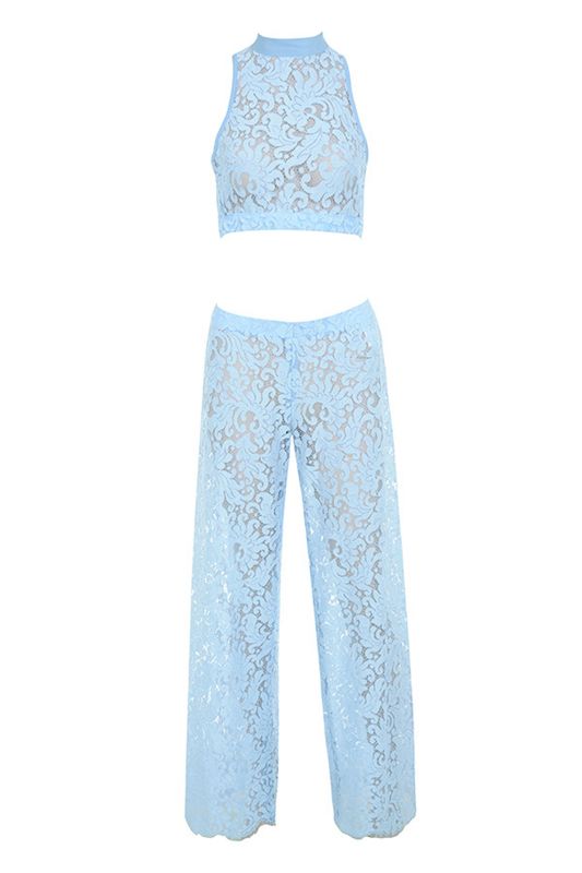 AZURE House Of Cb Blue Lace Two Piece Cover Up Tops | CKW-176528