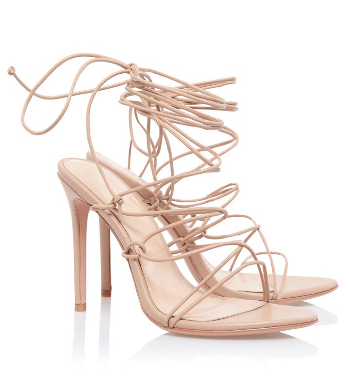 Beige House Of Cb Beige Leather Barely There  Sandals | IFZ-065873