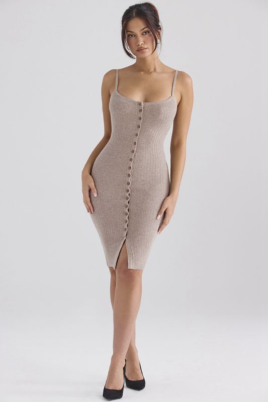 Beige House Of Cb Cashmere Knit Midi Dress | HYC-631874