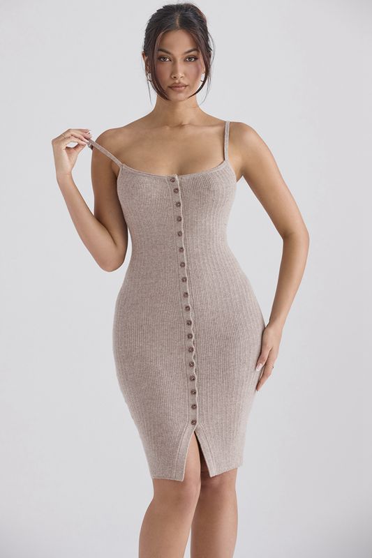 Beige House Of Cb Cashmere Knit Midi Dress | HYC-631874