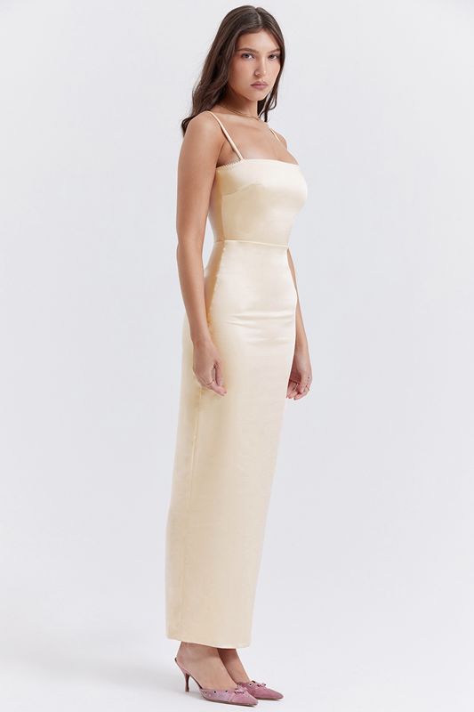 Beige House Of Cb Cream Maxi Dress | ATP-684721