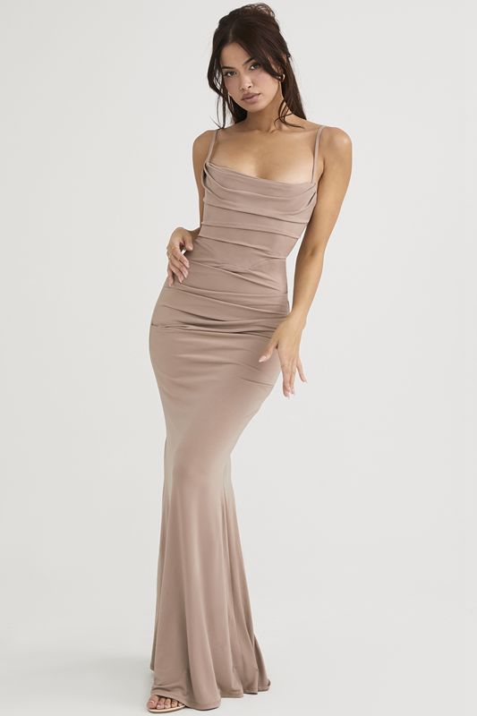 Beige House Of Cb Jersey Maxi Dress | VIH-108296