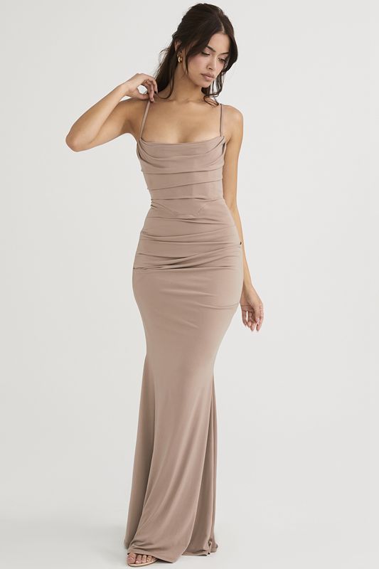 Beige House Of Cb Jersey Maxi Dress | VIH-108296