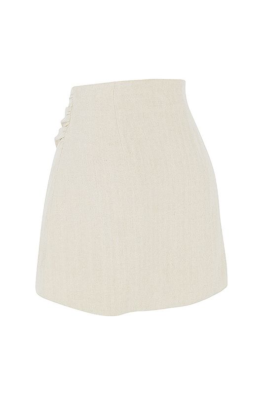 Beige House Of Cb Linen Gathered Waist Mini  Skirts | NSX-429175