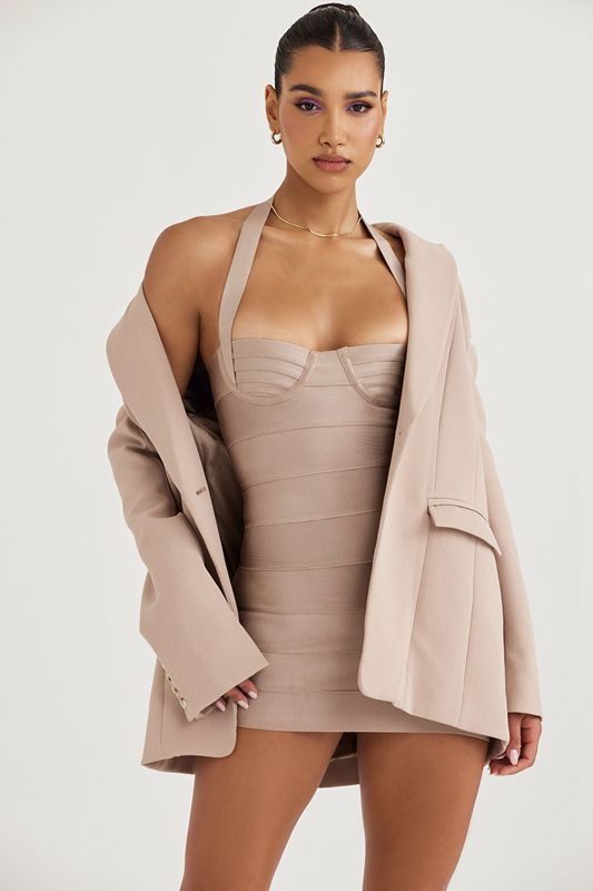 Beige House Of Cb Oversized  Blazer | XDM-265849