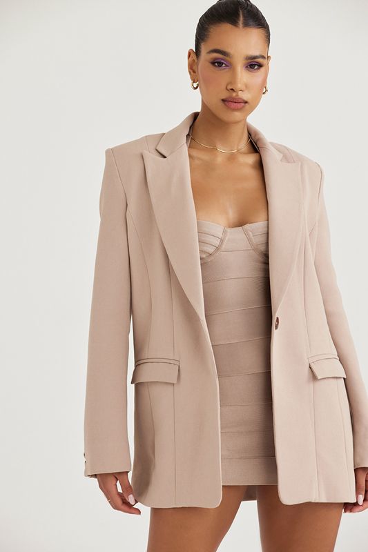 Beige House Of Cb Oversized  Blazer | XDM-265849