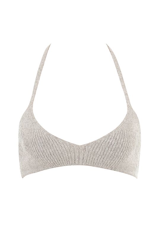 Beige House Of Cb Ribbed Knit Bras | DRP-467218