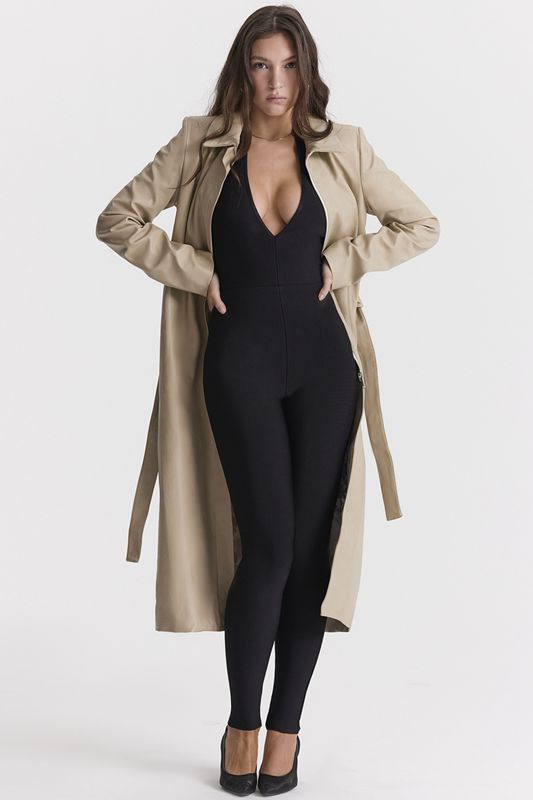 Beige House Of Cb Vegan Leather Trench Coats | KXZ-130589