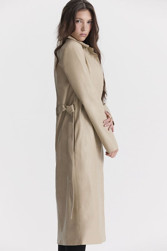 Beige House Of Cb Vegan Leather Trench Coats | KXZ-130589