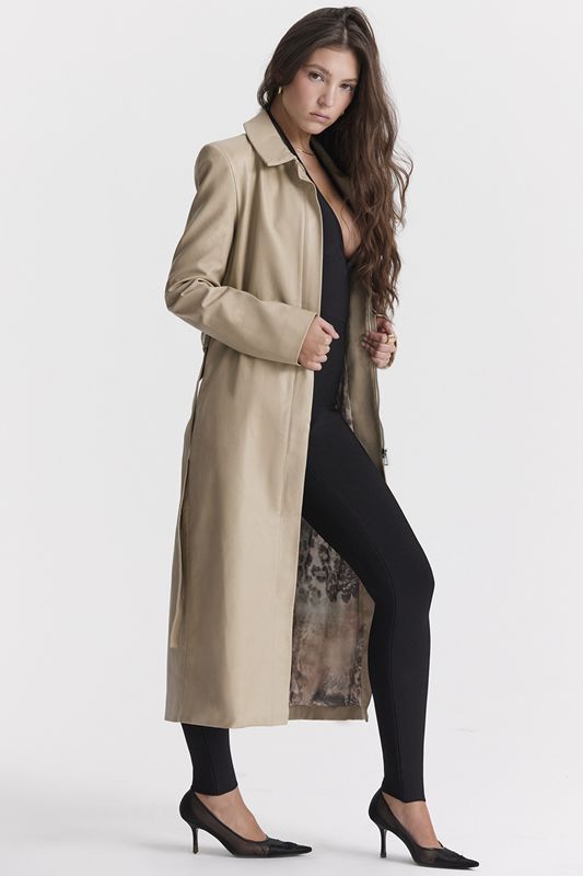 Beige House Of Cb Vegan Leather Trench Coats | KXZ-130589