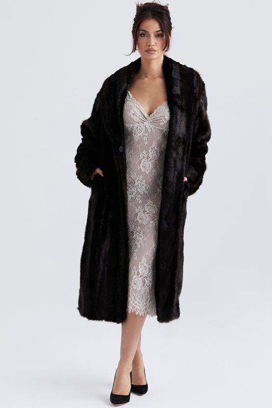 Black House Of Cb Brown Faux Fur Coats | ZGP-430152