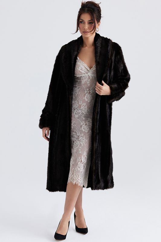 Black House Of Cb Brown Faux Fur Coats | ZGP-430152