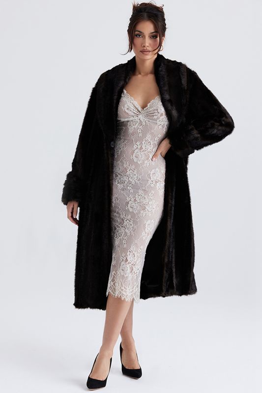 Black House Of Cb Brown Faux Fur Coats | ZGP-430152