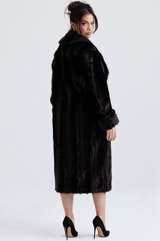 Black House Of Cb Brown Faux Fur Coats | ZGP-430152