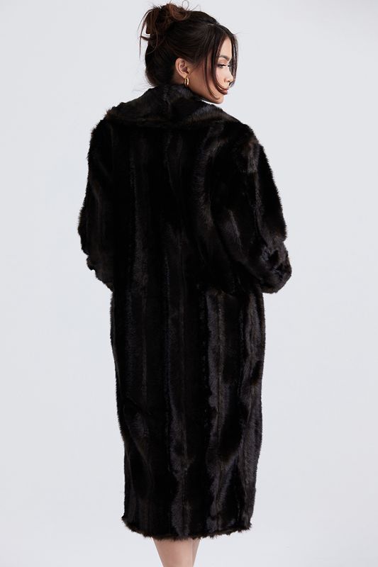 Black House Of Cb Brown Faux Fur Coats | ZGP-430152