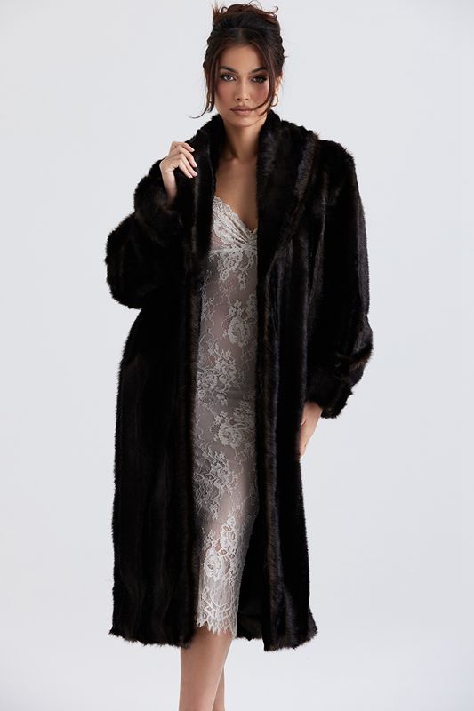 Black House Of Cb Brown Faux Fur Coats | ZGP-430152