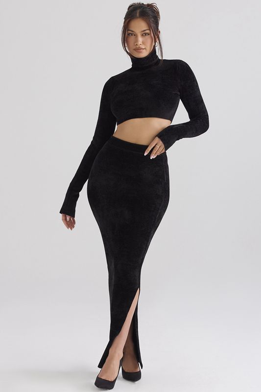 Black House Of Cb Chenille Maxi Skirts | TRM-216930