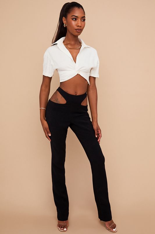 Black House Of Cb Crepe Cutouts Pants | UQD-174862