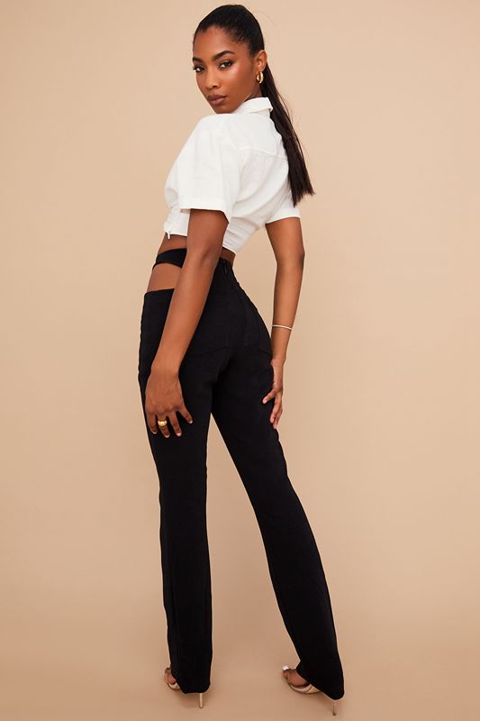 Black House Of Cb Crepe Cutouts Pants | UQD-174862