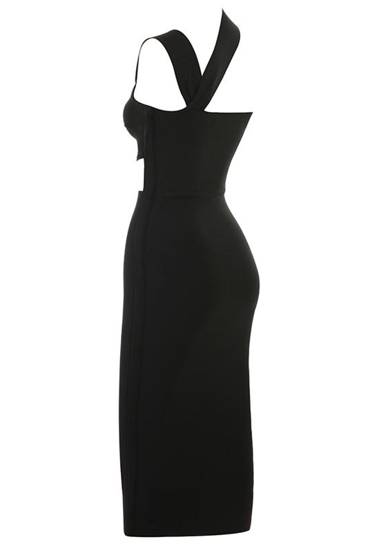 Black House Of Cb Cut Out Midi Dress | DHI-627341