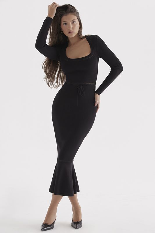 Black House Of Cb Dainty Knit Midi Dress | PQO-938520