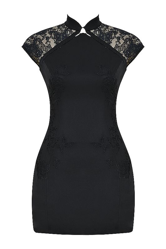 Black House Of Cb Embroidered Mini Dress | JCZ-945026