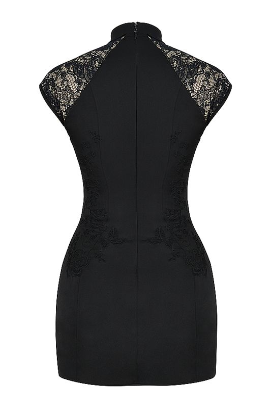 Black House Of Cb Embroidered Mini Dress | JCZ-945026