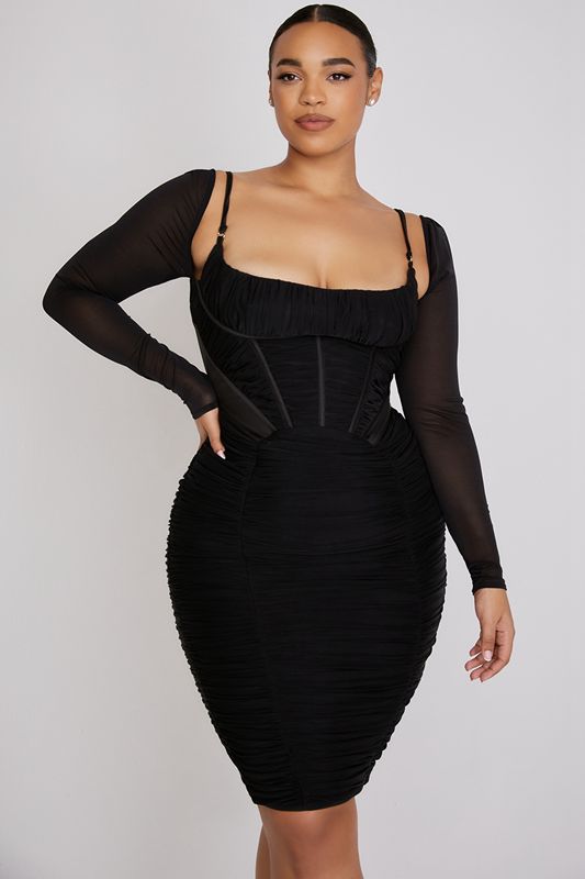 Black House Of Cb Gathered  Dress | OHD-074268