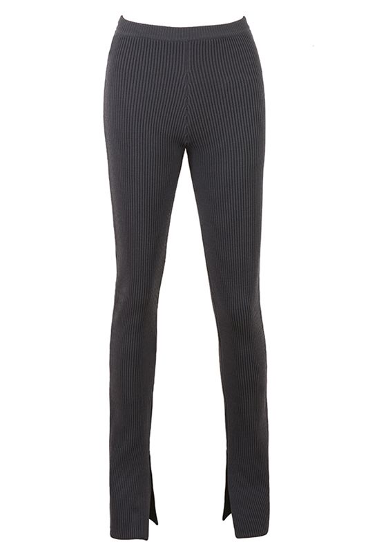 Black House Of Cb Grey Ribbed Knit Leggings | HNS-219048