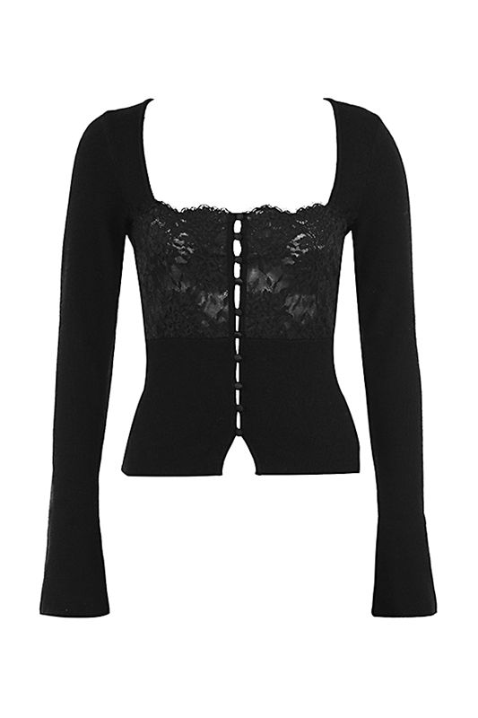 Black House Of Cb Lace Trim Tops | ZIQ-268497