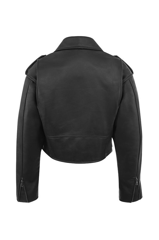 Black House Of Cb Leather Biker Jacket | OLW-608724