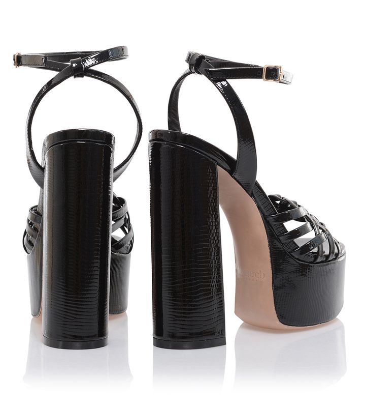 Black House Of Cb Leather Platform Sandals | PFM-723641