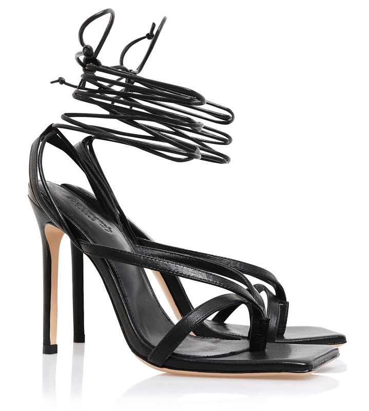 Black House Of Cb Leather Toe Straps Sandals | NUD-245083