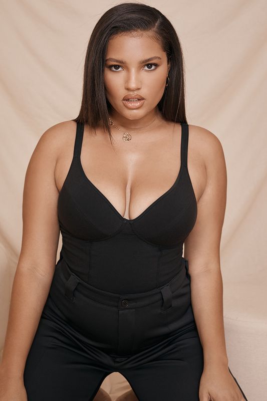 Black House Of Cb Marl Soft Jersey Bodysuit | FVU-907254