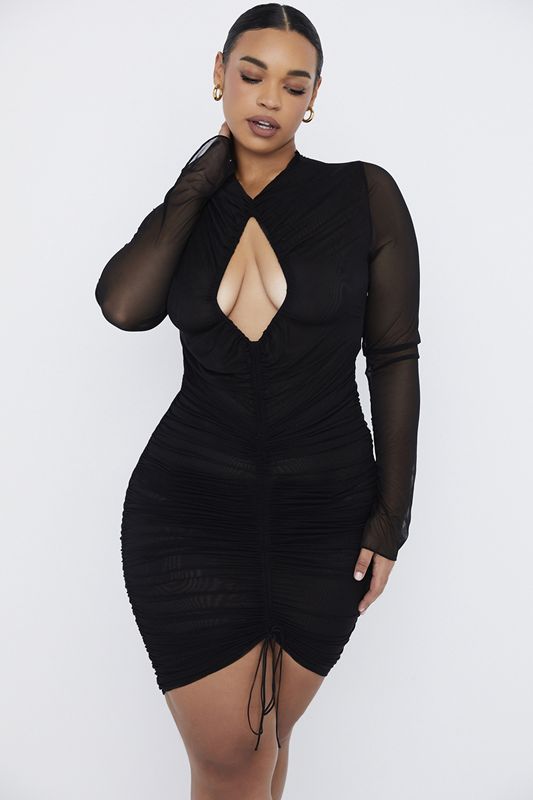 Black House Of Cb Mesh Cutout Mini Dress | TGM-920845