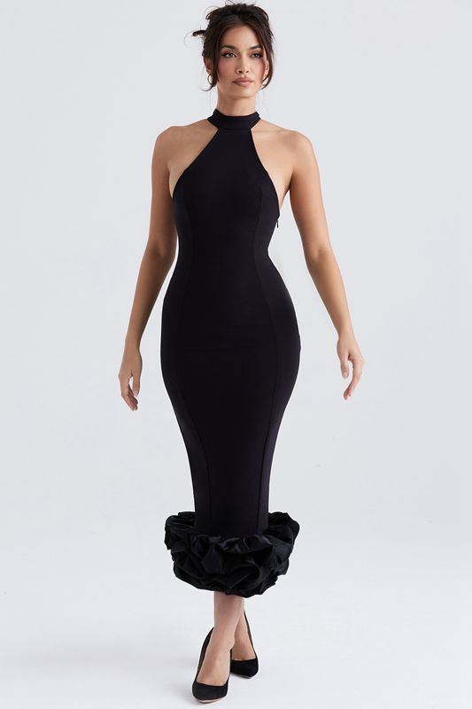 Black House Of Cb Peplum  Midi Dress | JYM-946187